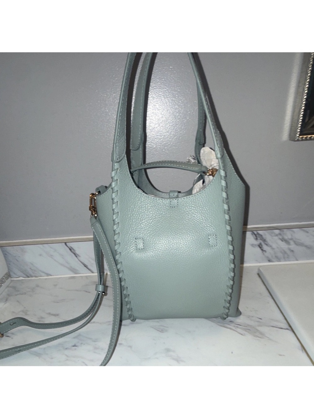 Sam Edelman Sage Green Leather Crossbody Tote - Picture 2 of 3